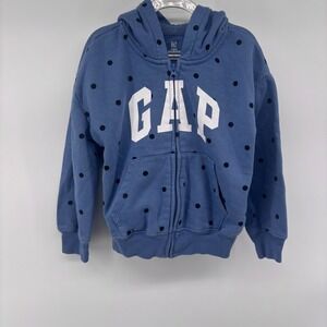 GAP Kids Blue Polka Dot‎ Full Zip Hoodie Sweatshirt Girl's 6-7